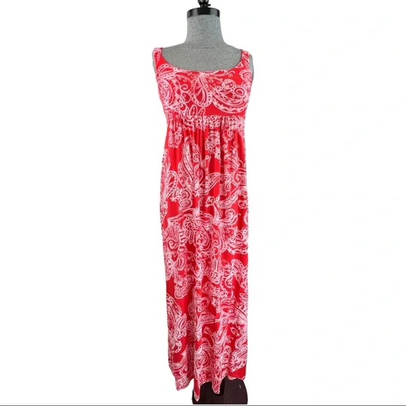Fresh Produce Printed Jersey Maxi Dress Small Coral